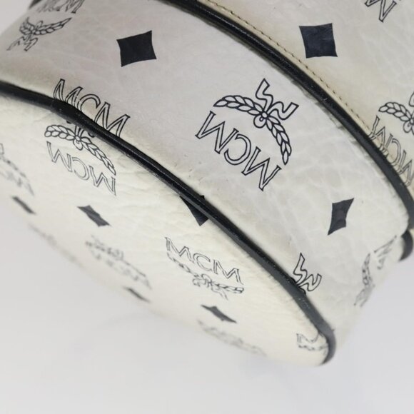 Authentic MCM Vicetos Logogram Shoulder Bag PVC Leather White - Picture 7 of 16